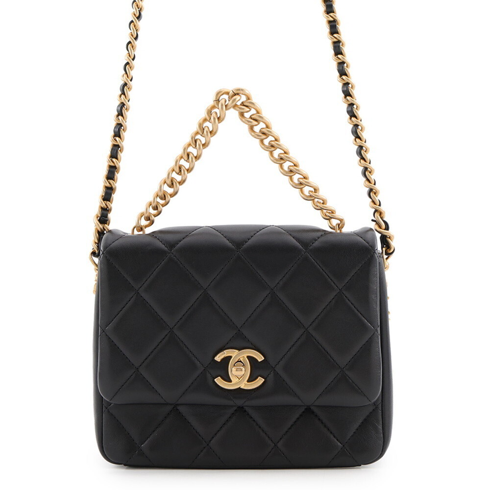 Chanel Chain Shoulder Bag Matelassé Coco Mark Lambskin AS2734 CHANEL Black Ha...